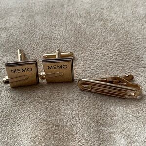 Gold plated, memo  Swank brand, cufflinks, and tie tack set